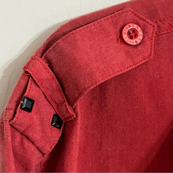 Men’s Enyce Long Sleeve Button Down Shirt Black Studs Patches Size XL Red - Picture 9 of 13